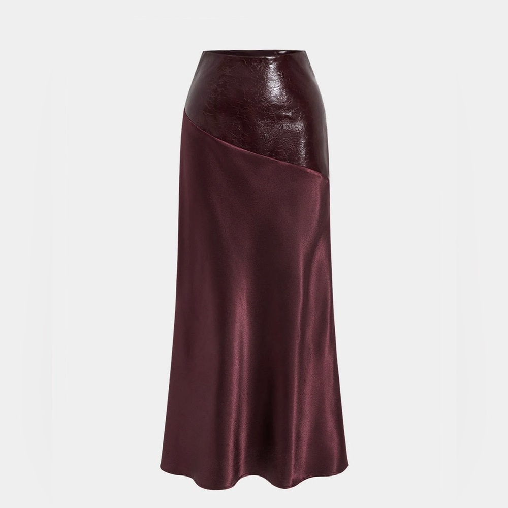 Commense Asymmetrical Burgundy Skirt
